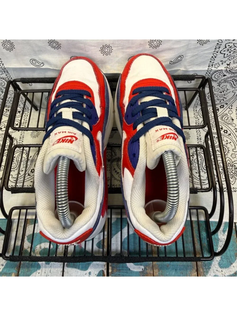 Nike Air Max 90 USA Youth 2.5Y Red/White/Blue DA9022-100 Athletic Sneakers